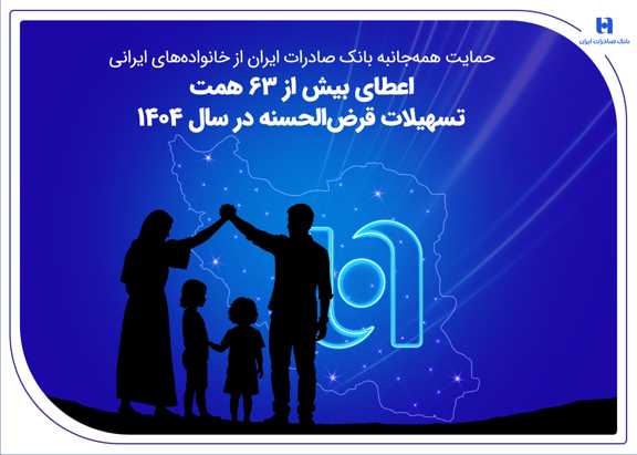 حمایت همه‌جانبه بانک صادرات ایران از خانواده‌های ایرانی؛ اعطای بیش از ۶۳ همت تسهیلات قرض‌الحسنه در سال ۱۴۰۴