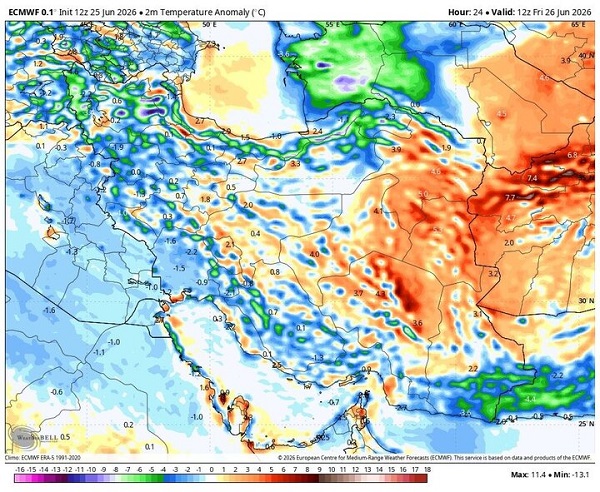 هشدار رگبار بارش‌های تابستانی در ۱۰ استان؛ کاهش دمای تهران از دوشنبه